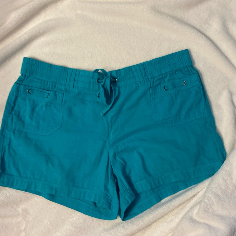 Maurices blue Shorts, Relaxed Fit, tie waist, 3 inch inseam. Size Large